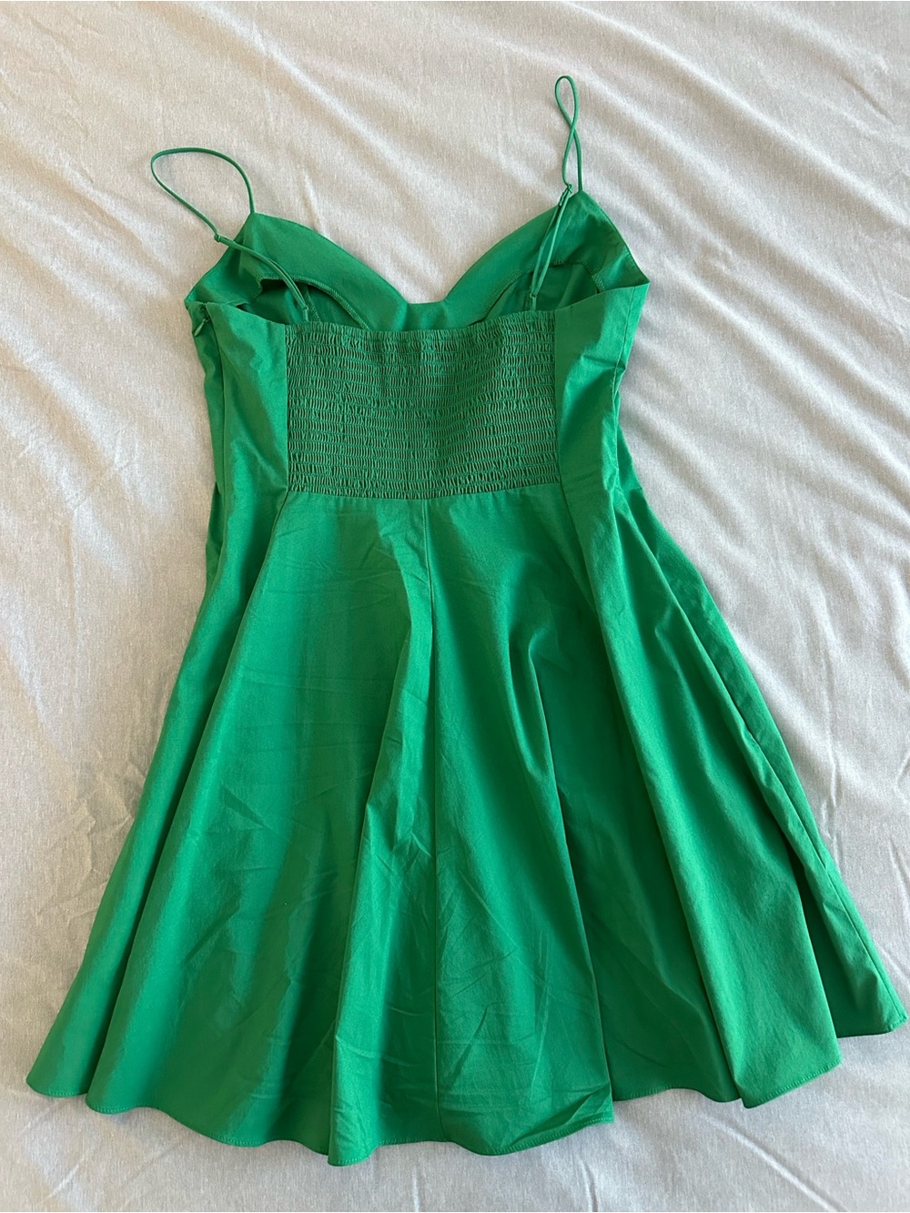 Express Green Spaghetti-Strap Fit-and-Flare Dress - Picture 2 of 4